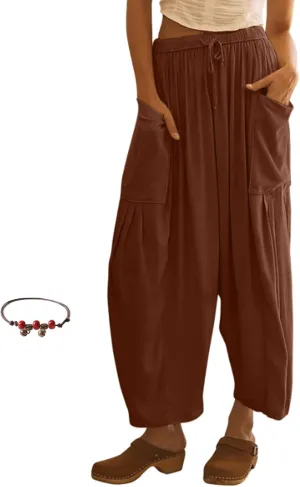 Quinn Plus Size Pants, Quinn Pants for Women Linen Pants with Pockets Summer Harem Pants Boho Beach Pants