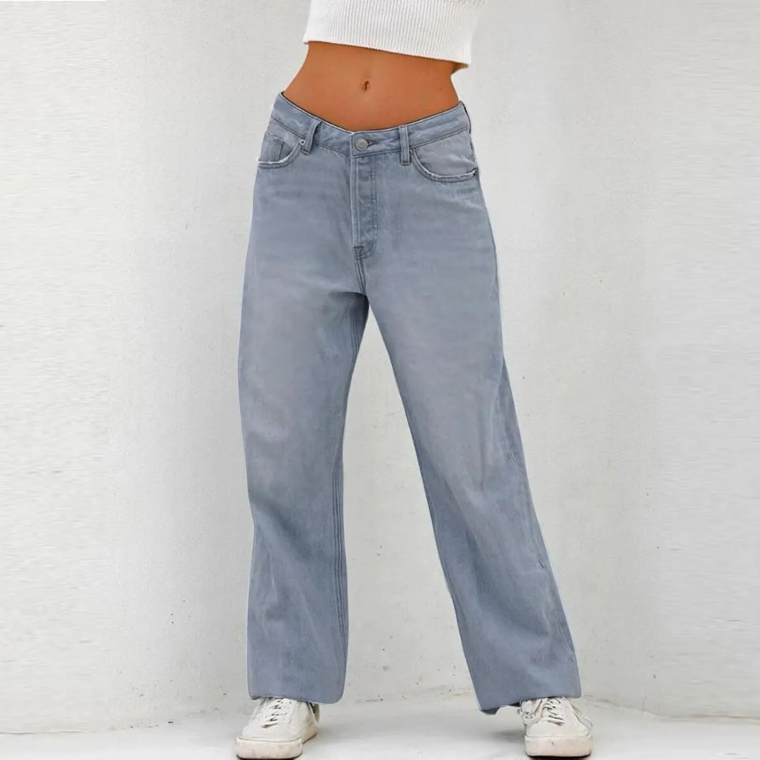 Retro Street Hip Hop Jeans Feng Shui Washed Old Straight Leg Wide Leg Pants Loose Floor Sweeping Jean for Tall