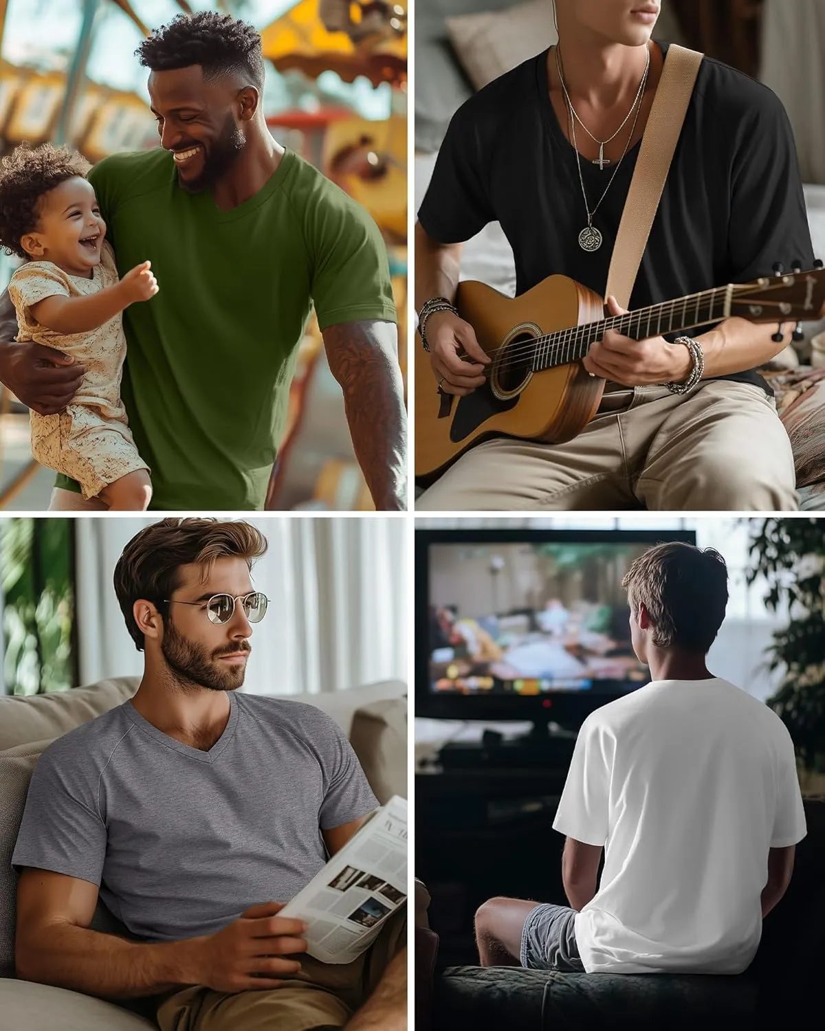 Riyiper 4 Pack Men's Big and Tall V Neck T-Shirts, Raglan Short Sleeve 30% Cotton Oversized Top Casual Summer Basic Tee