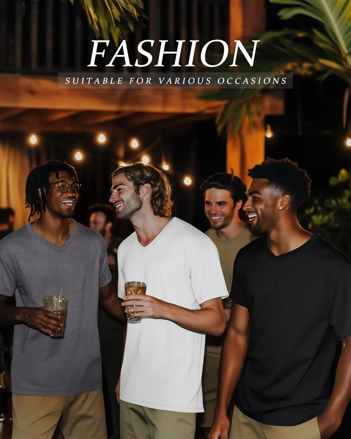 Riyiper 4 Pack Men's Big and Tall V Neck T-Shirts, Raglan Short Sleeve 30% Cotton Oversized Top Casual Summer Basic Tee