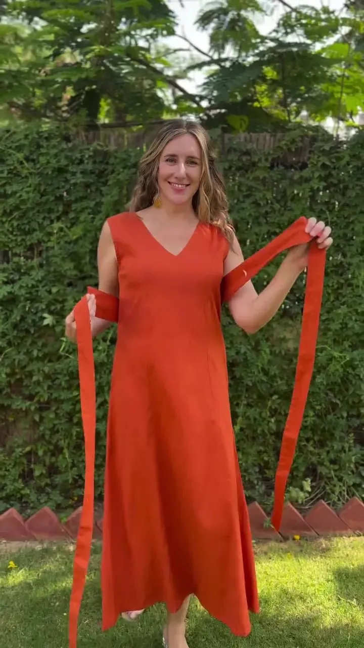 Royal Blue Cotton V-Neck Sleeveless Maxi Dress