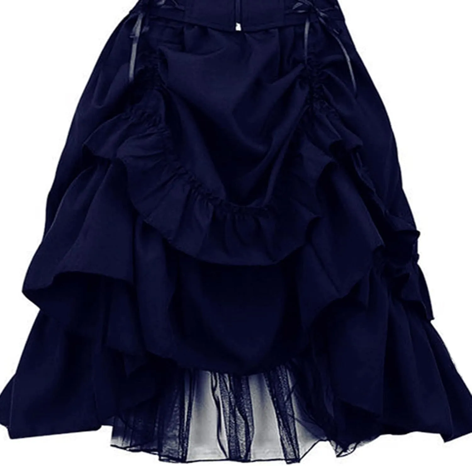 SHOPESSA Women's Gothic Dress Sleeveless Irregular Halloween Ruffle Steampunk Mini Dress Lace Up Masquerade Costume Dresses
