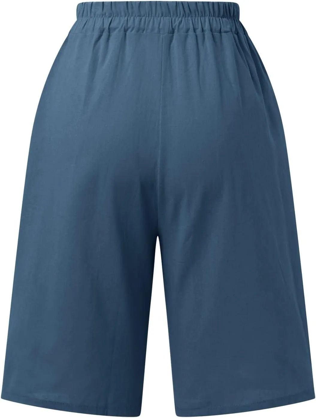 Shorts for Women 2024 Bermuda Shorts Casual Elastic High Waisted Wide Leg Shorts Knee Length Summer Shorts with Pockets
