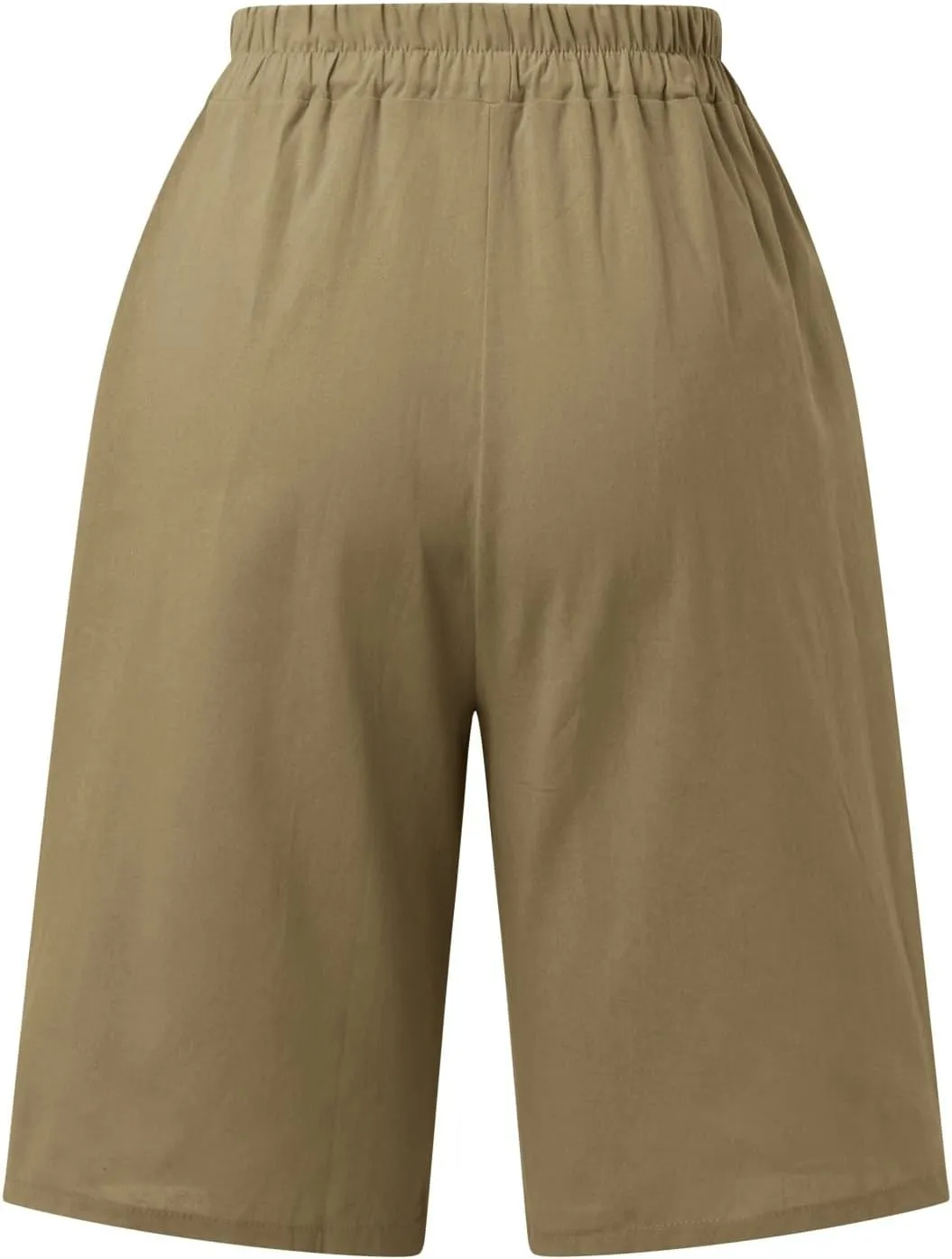 Shorts for Women 2024 Bermuda Shorts Casual Elastic High Waisted Wide Leg Shorts Knee Length Summer Shorts with Pockets
