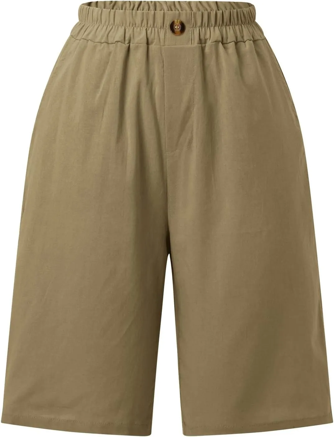 Shorts for Women 2024 Bermuda Shorts Casual Elastic High Waisted Wide Leg Shorts Knee Length Summer Shorts with Pockets