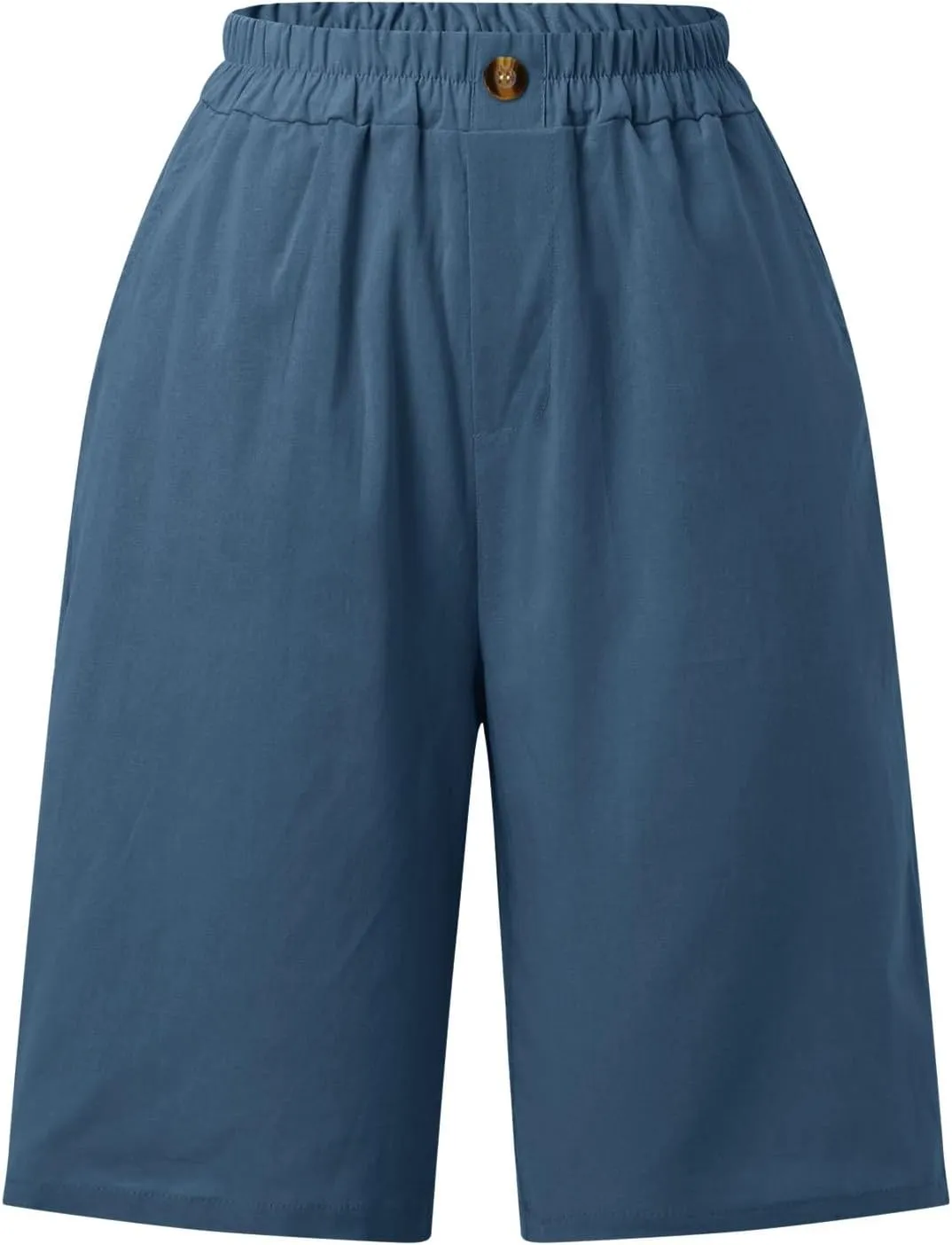 Shorts for Women 2024 Bermuda Shorts Casual Elastic High Waisted Wide Leg Shorts Knee Length Summer Shorts with Pockets