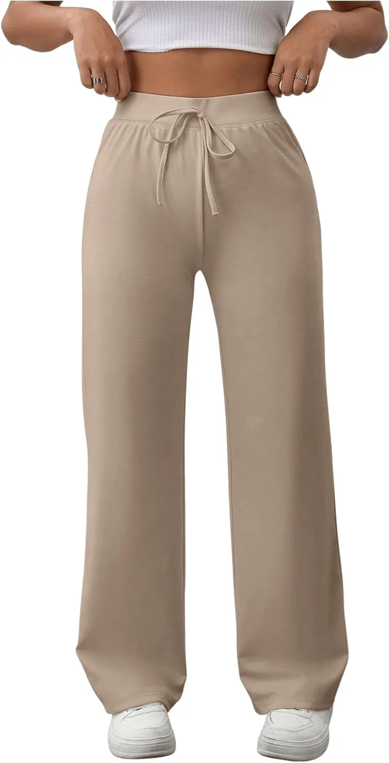 SOLY HUX Women's Sweatpants High Waisted Straight Leg Pants Drawstring Fall Casual Trousers