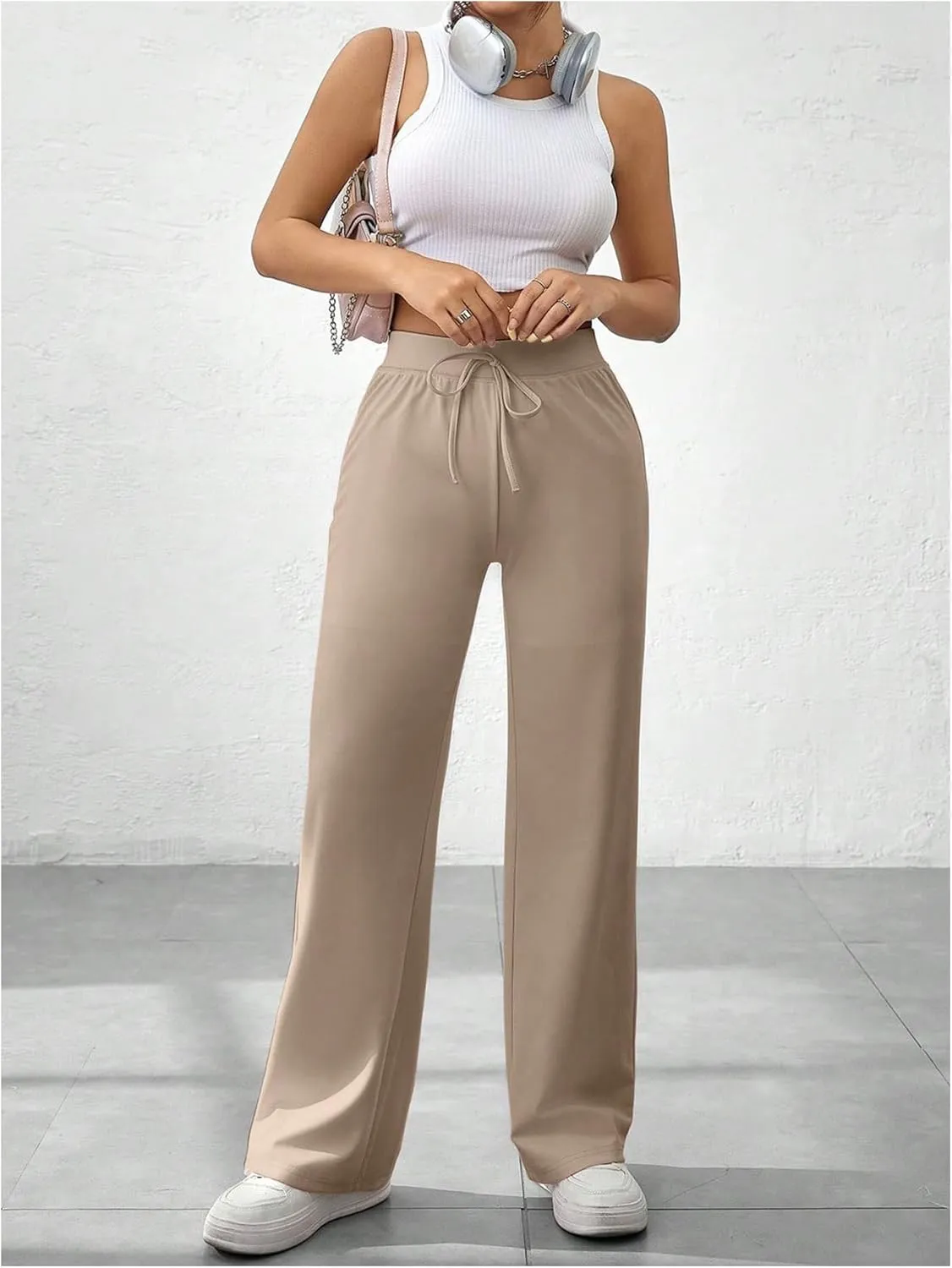 SOLY HUX Women's Sweatpants High Waisted Straight Leg Pants Drawstring Fall Casual Trousers