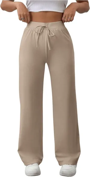 SOLY HUX Women's Sweatpants High Waisted Straight Leg Pants Drawstring Fall Casual Trousers