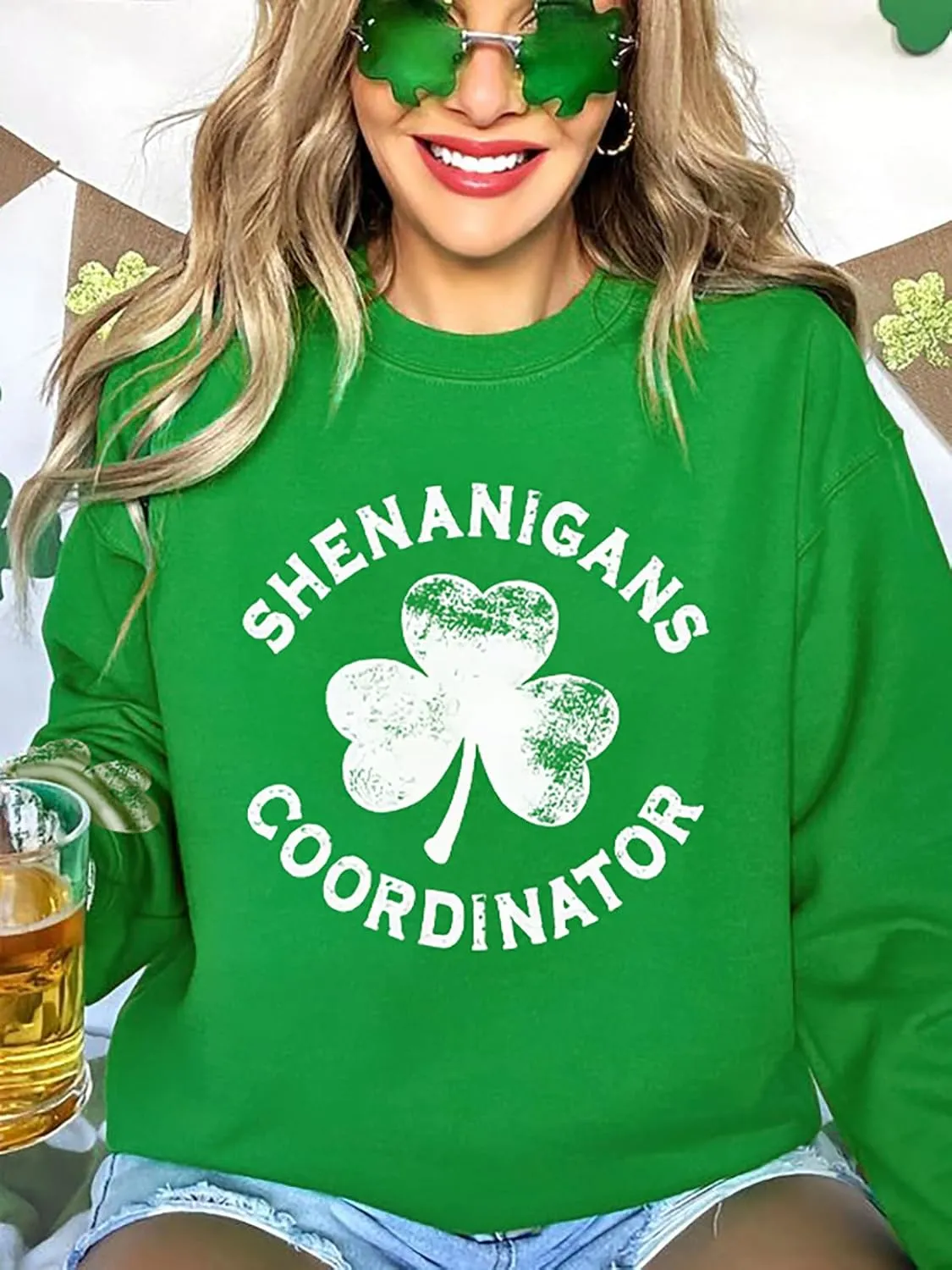 St Patricks Day Sweatshirt Women Long Sleeve St Pattys Shirt Funny Irish Shamrock Graphic Pullover Top