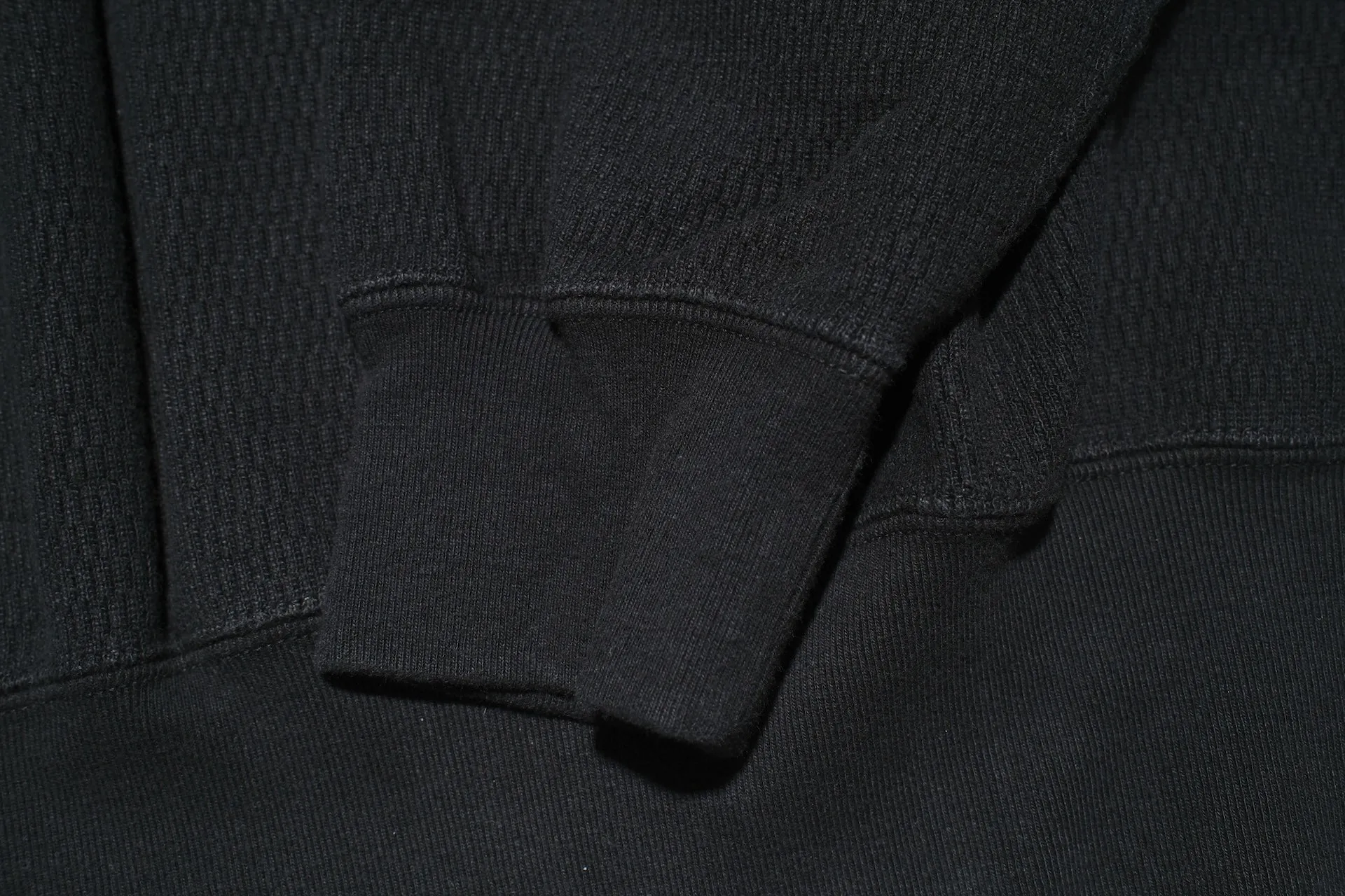 Stevenson Overall Co. Heavyweight Waffle Thermal Sweatshirt (Black)