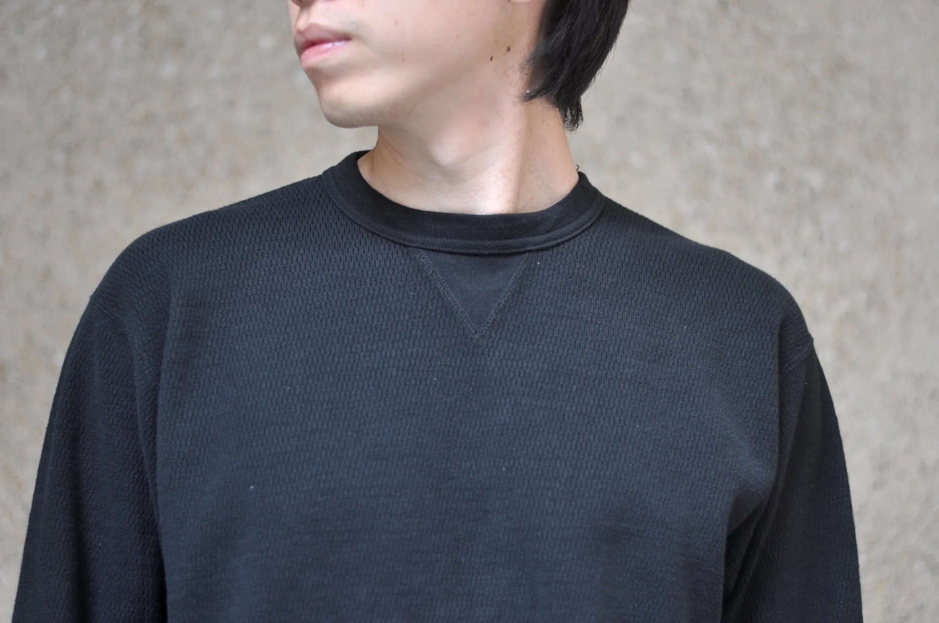 Stevenson Overall Co. Heavyweight Waffle Thermal Sweatshirt (Black)