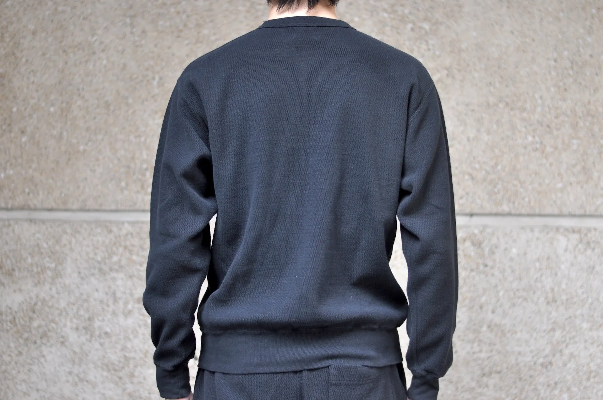Stevenson Overall Co. Heavyweight Waffle Thermal Sweatshirt (Black)