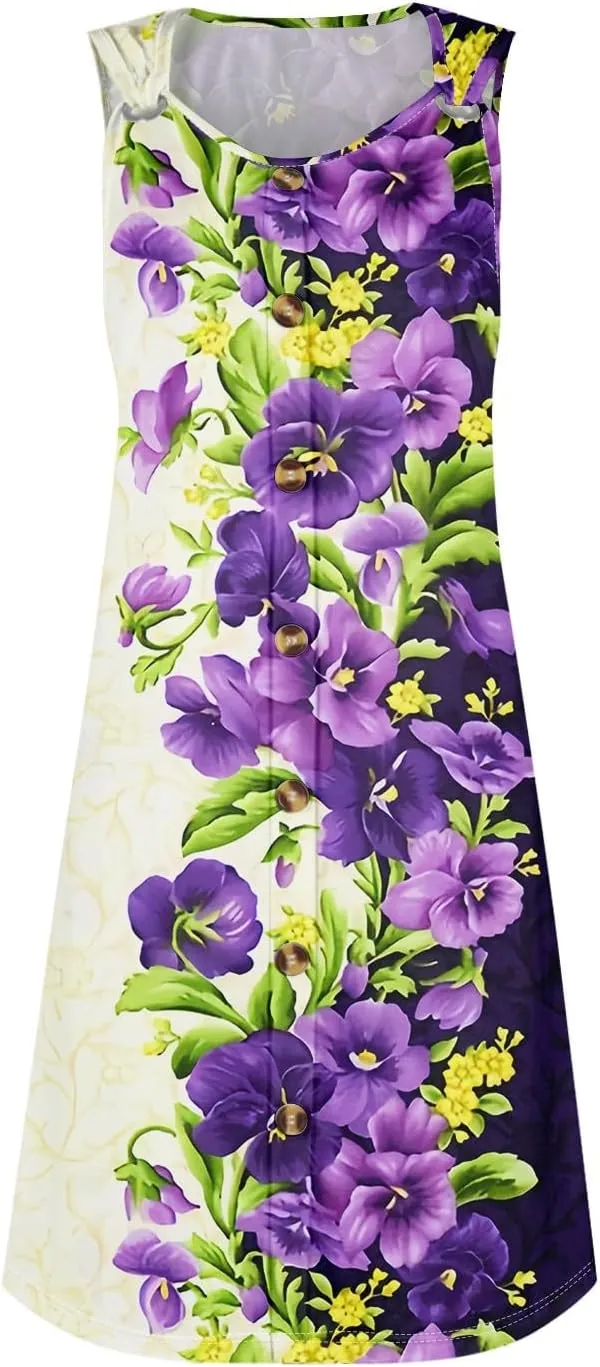 Summer Dresses for Women 2025 Casual Beach Sundresses Swimsuit Coverups Vacation Sleeveless Button Down Sun Dress