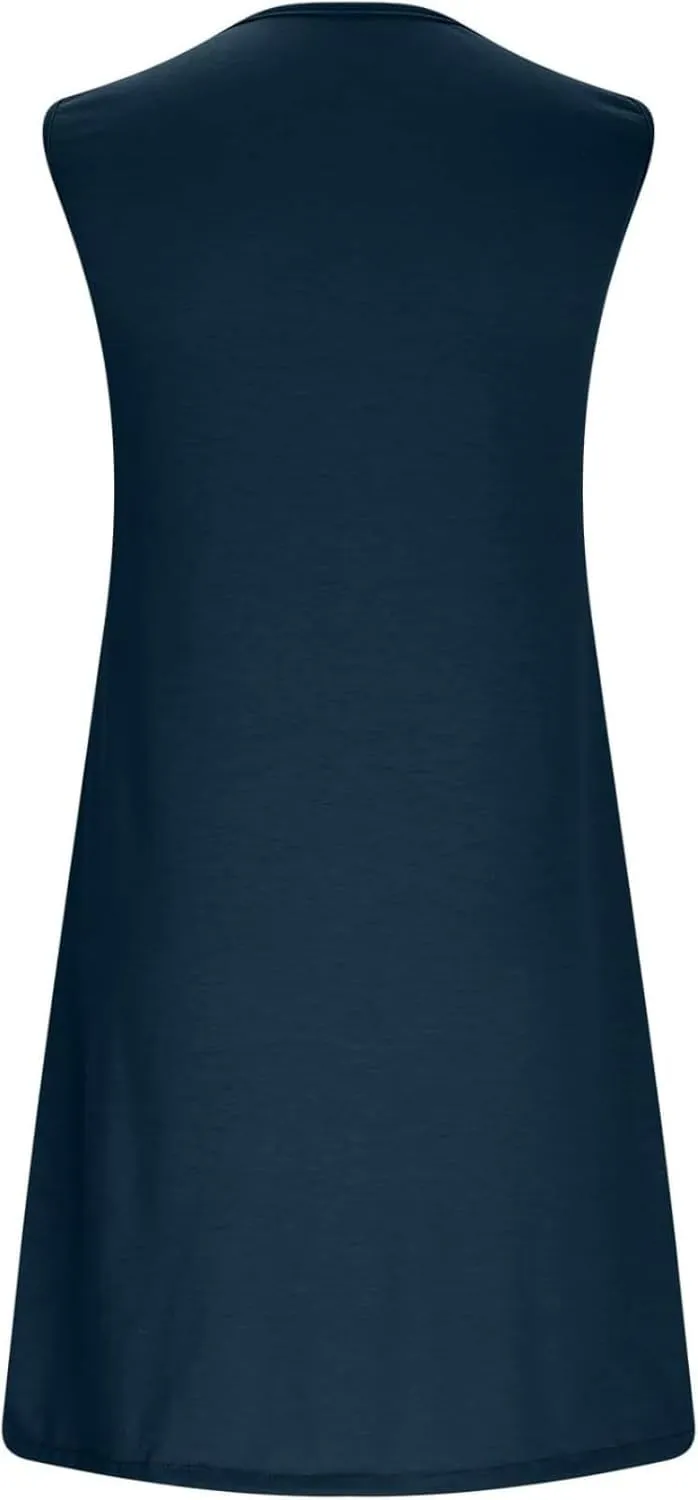 Summer Dresses for Women 2025 Keyhole Neck Casual Dress Sleeveless Pleated Mini Dress Beach Vacation Flowy Dresses