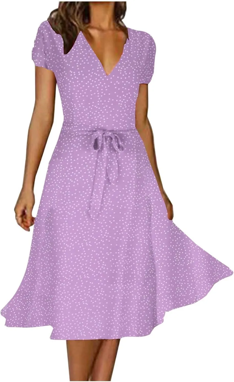 Summer Dresses for Women V-Neck Bandage Print Boho Maxi Dresses Casual Short Sleeve Flowy Swing Hawaiian Dresses