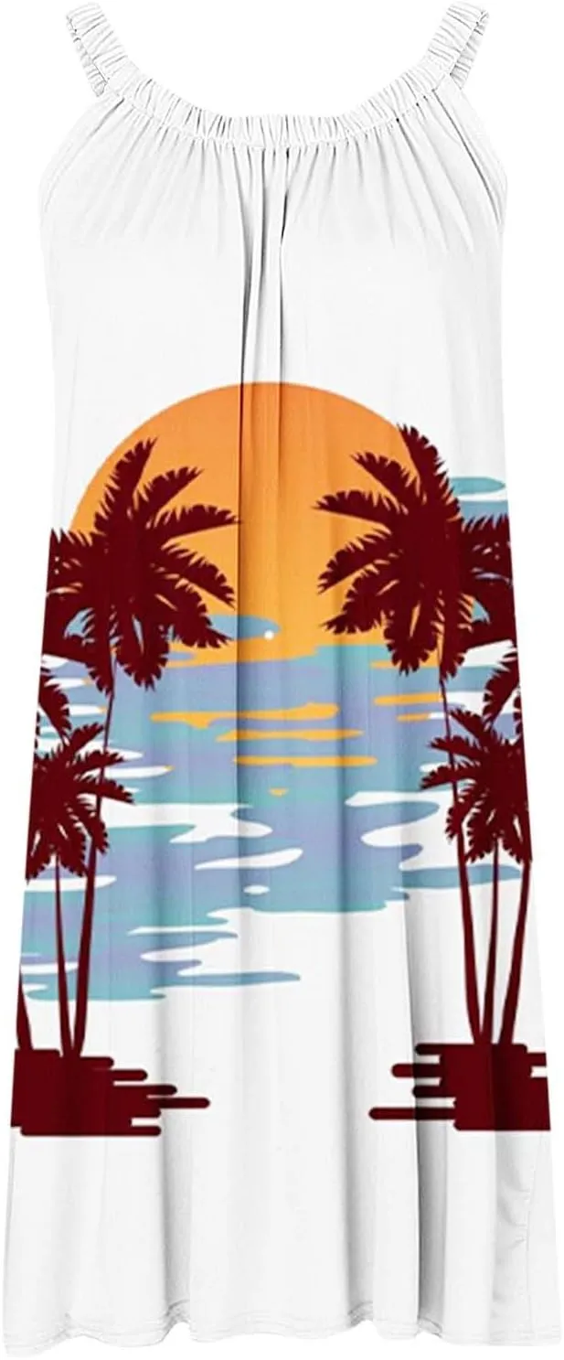 Summer Dresses for Women Vacation 2024 Casual Flowy Hawaiian Beach Sun Dress Casual Plus Size Slip Dress 2024