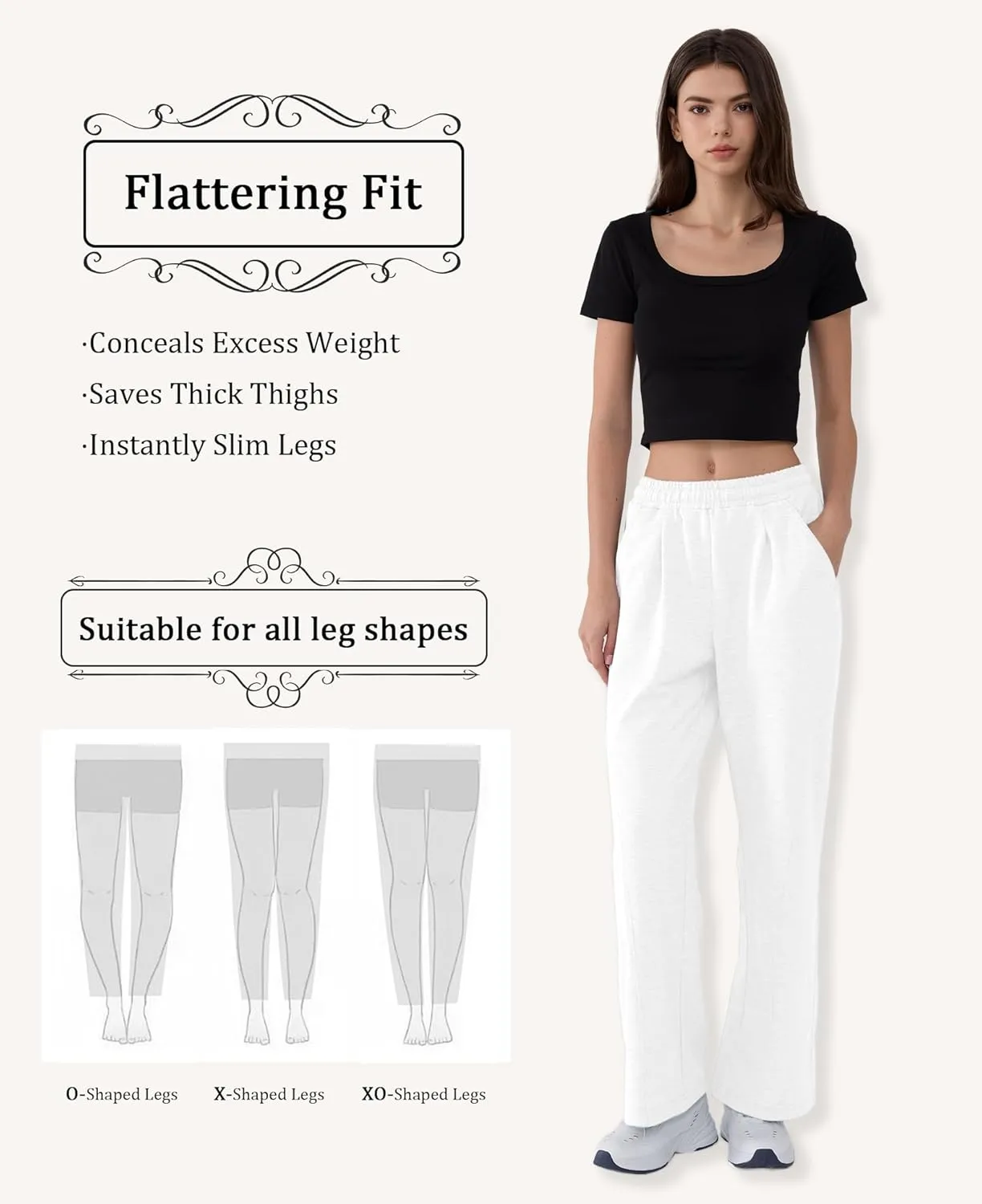 Susclude Baggy Sweatpants for Women Y2k Wide Leg Pants Summer High Waisted Drawstring Pleated Lightweight Pants with Pockets