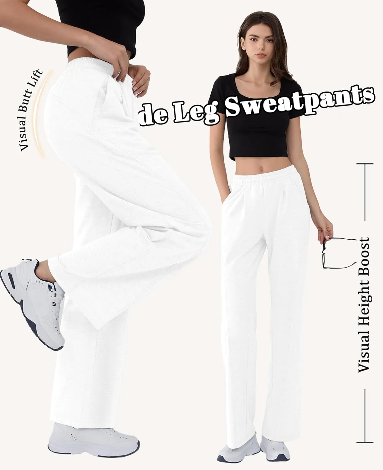 Susclude Baggy Sweatpants for Women Y2k Wide Leg Pants Summer High Waisted Drawstring Pleated Lightweight Pants with Pockets