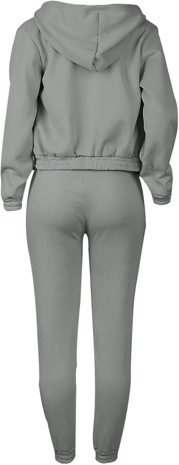 Sweatpants and Sweatshirt Set for Women, Casual Outfit Athletic Suit Set Hooded Tracksuit 3 Piece Jogger Sweatsuit