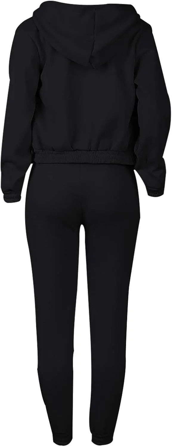 Sweatpants and Sweatshirt Set for Women, Casual Outfit Athletic Suit Set Hooded Tracksuit 3 Piece Jogger Sweatsuit