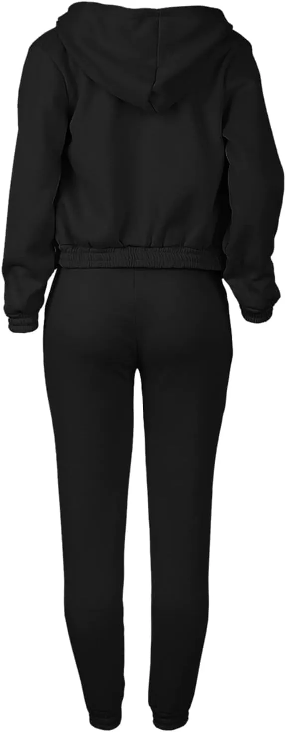 Sweatpants and Sweatshirt Set for Women, Casual Outfit Athletic Suit Set Hooded Tracksuit 3 Piece Jogger Sweatsuit