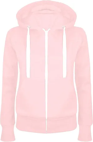 Sweatshirts for Women Lightweight Drawstring Long Sleeve Full-Zip Hooded Sweatshirt Casual Dressy Solid Sweater Coat