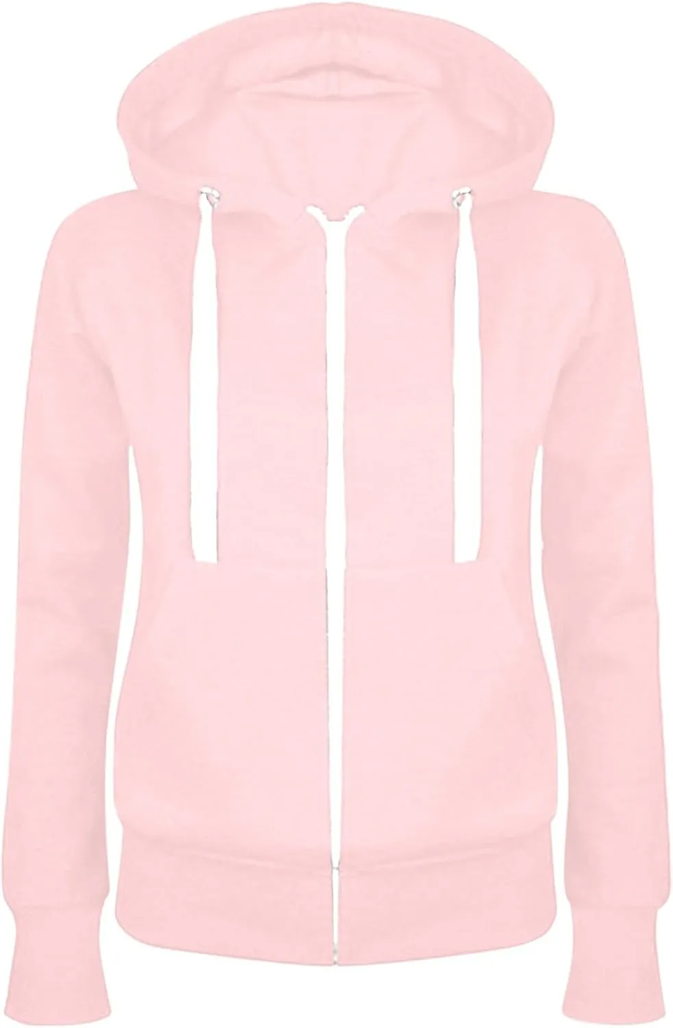 Sweatshirts for Women Lightweight Drawstring Long Sleeve Full-Zip Hooded Sweatshirt Casual Dressy Solid Sweater Coat