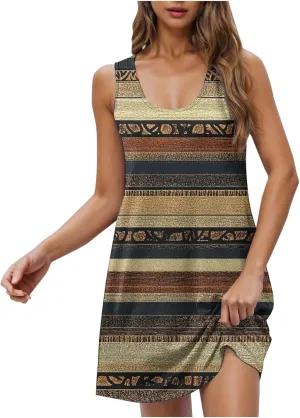 Tank Dress for Women 2025 Sleeveless Floral Casual Summer Mini Dress Flowy Trendy Loose Fit Beach Short Dresses