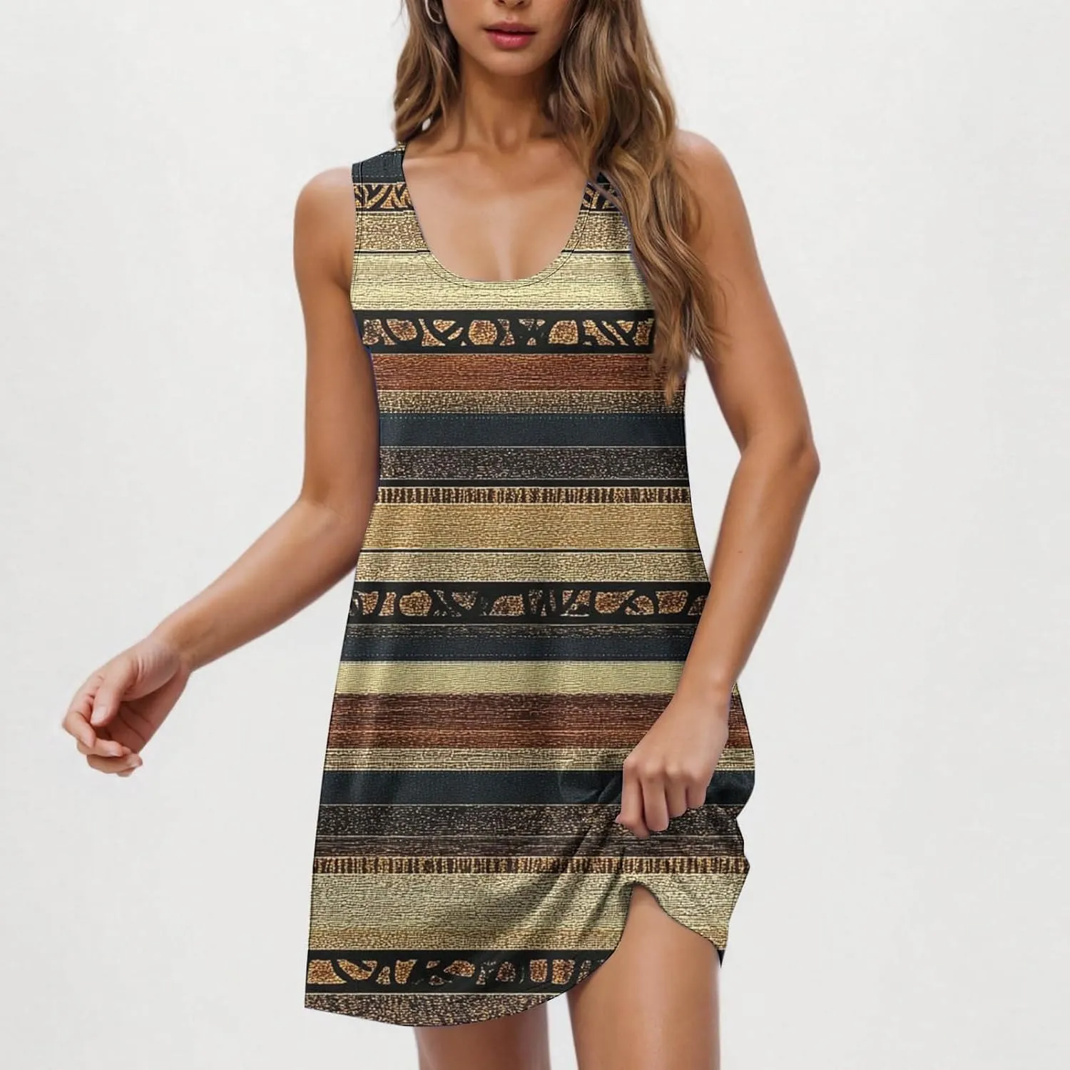 Tank Dress for Women 2025 Sleeveless Floral Casual Summer Mini Dress Flowy Trendy Loose Fit Beach Short Dresses