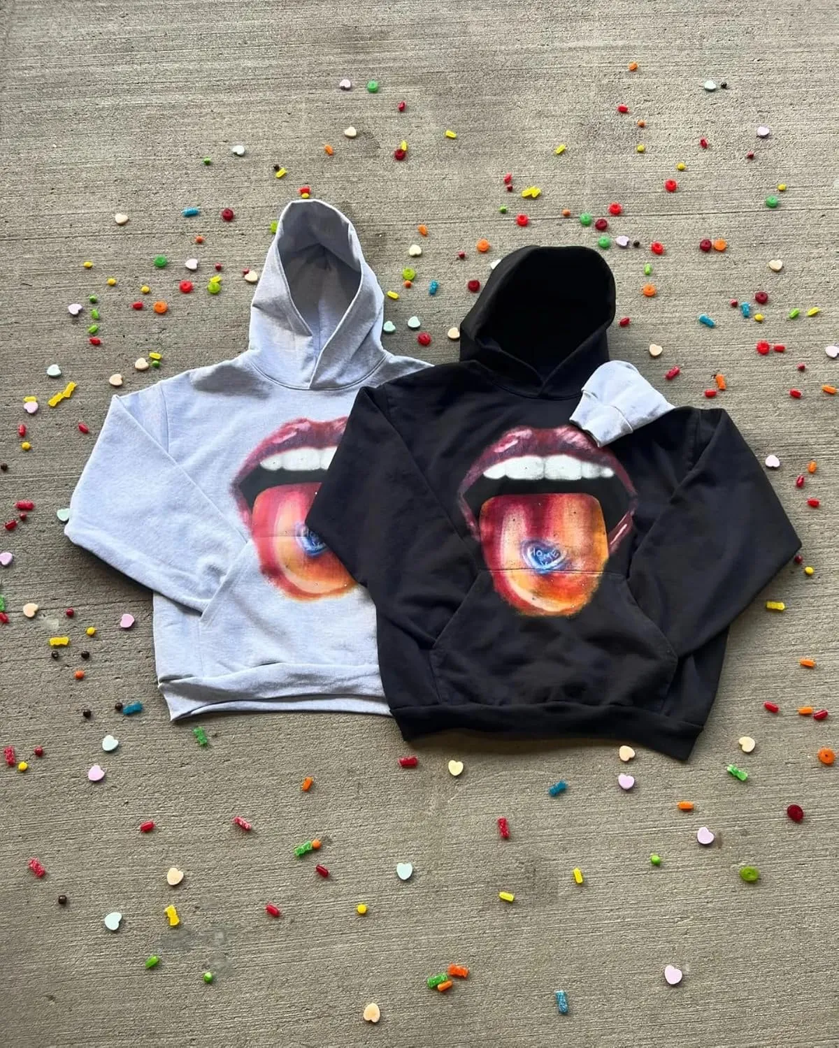 Teeth Grunge Hoodie Y2k Unisex Rapper Sweater Jackets Streetwear Oversized Graphic Hoodies
