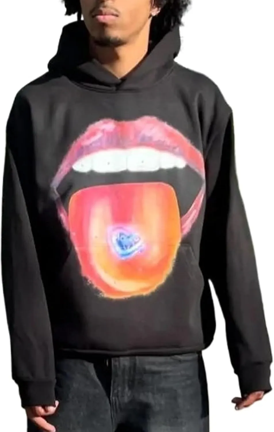 Teeth Grunge Hoodie Y2k Unisex Rapper Sweater Jackets Streetwear Oversized Graphic Hoodies