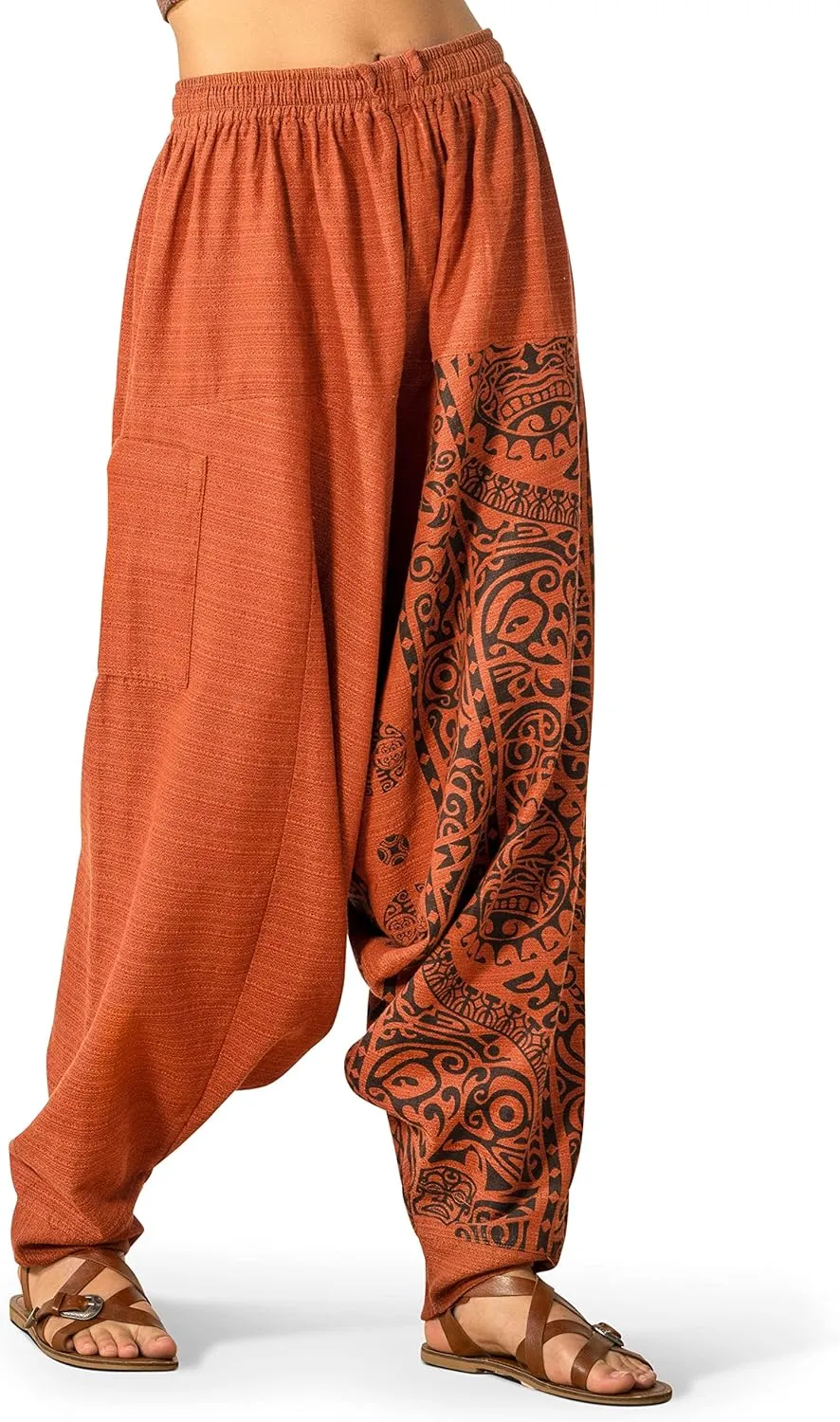 The Veshti Company Women's Printed Harem Pants - Boho Yoga Baggy Pants with Elastic Waist & Drawstring, Hippie Lounge Pants