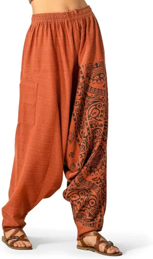 The Veshti Company Women's Printed Harem Pants - Boho Yoga Baggy Pants with Elastic Waist & Drawstring, Hippie Lounge Pants