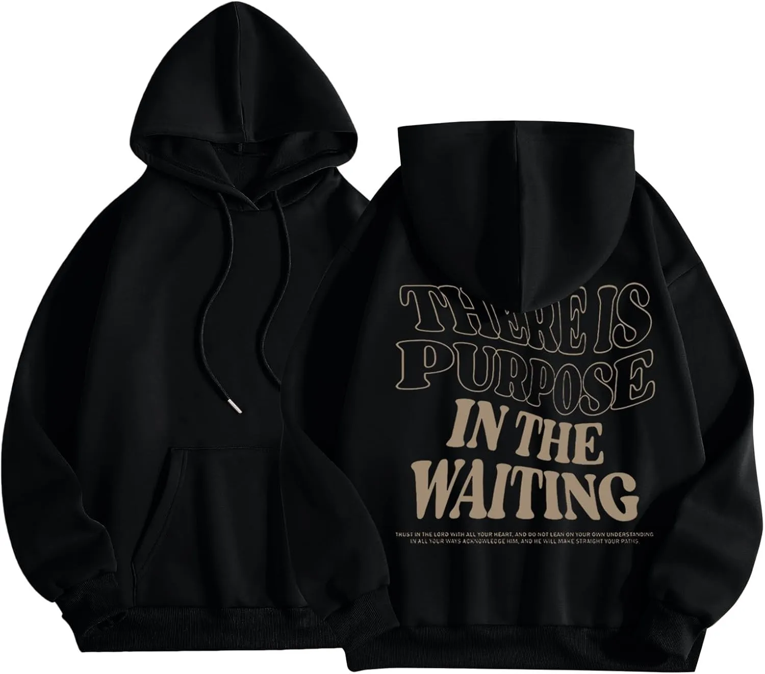 There is Purpose in The Waiting Christian Hoodies for Women Bible Verse Graphic Oversized Long Sleeve Girls Sweatshirt
