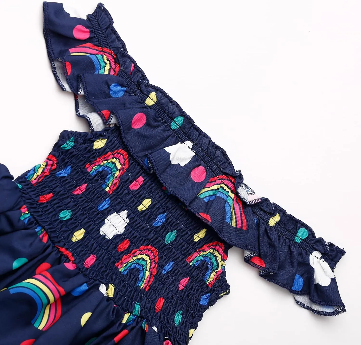Toddler Little Girls Summer Dresses Floral Ruffle Sleeve A-Line Sundress Smocked Swing Birthday Outfits Dress 2-7 Years