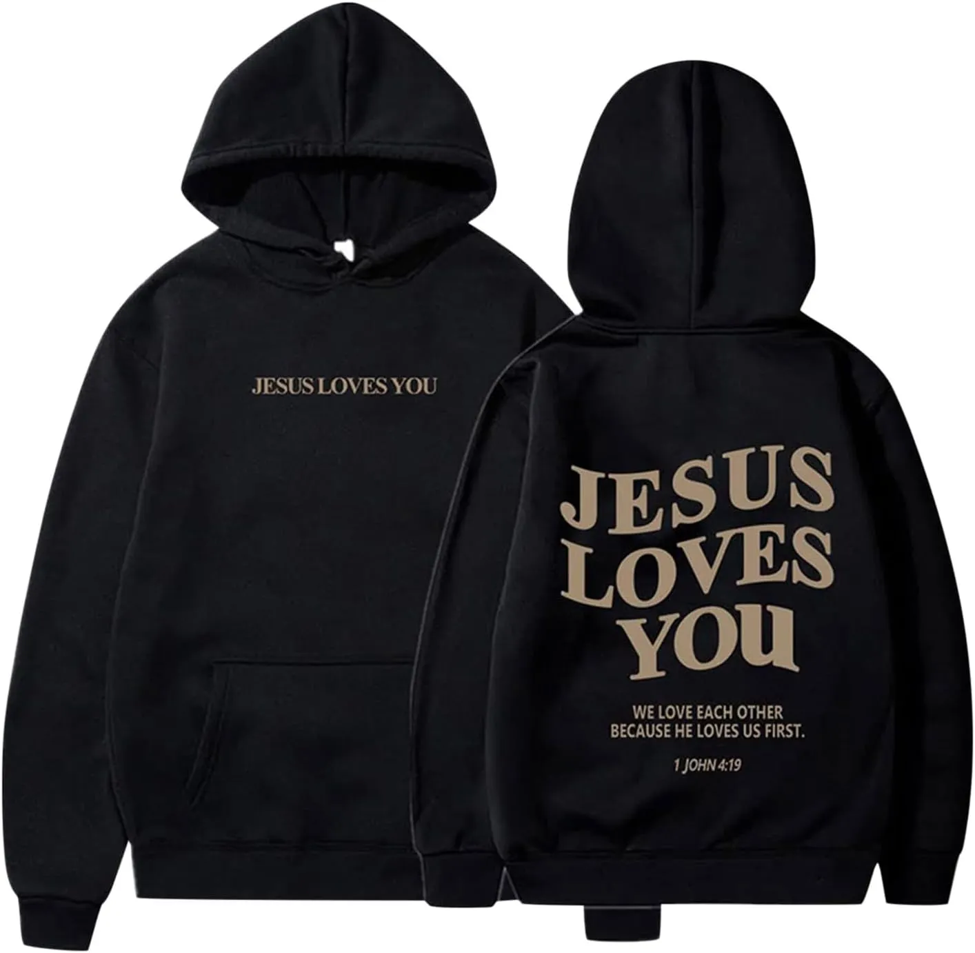 Trust In The Lord Christian Graphic Hoodies Trendy Jesus Loves You Hoodie Oversized Long Sleeve Sweatshirts Outfit