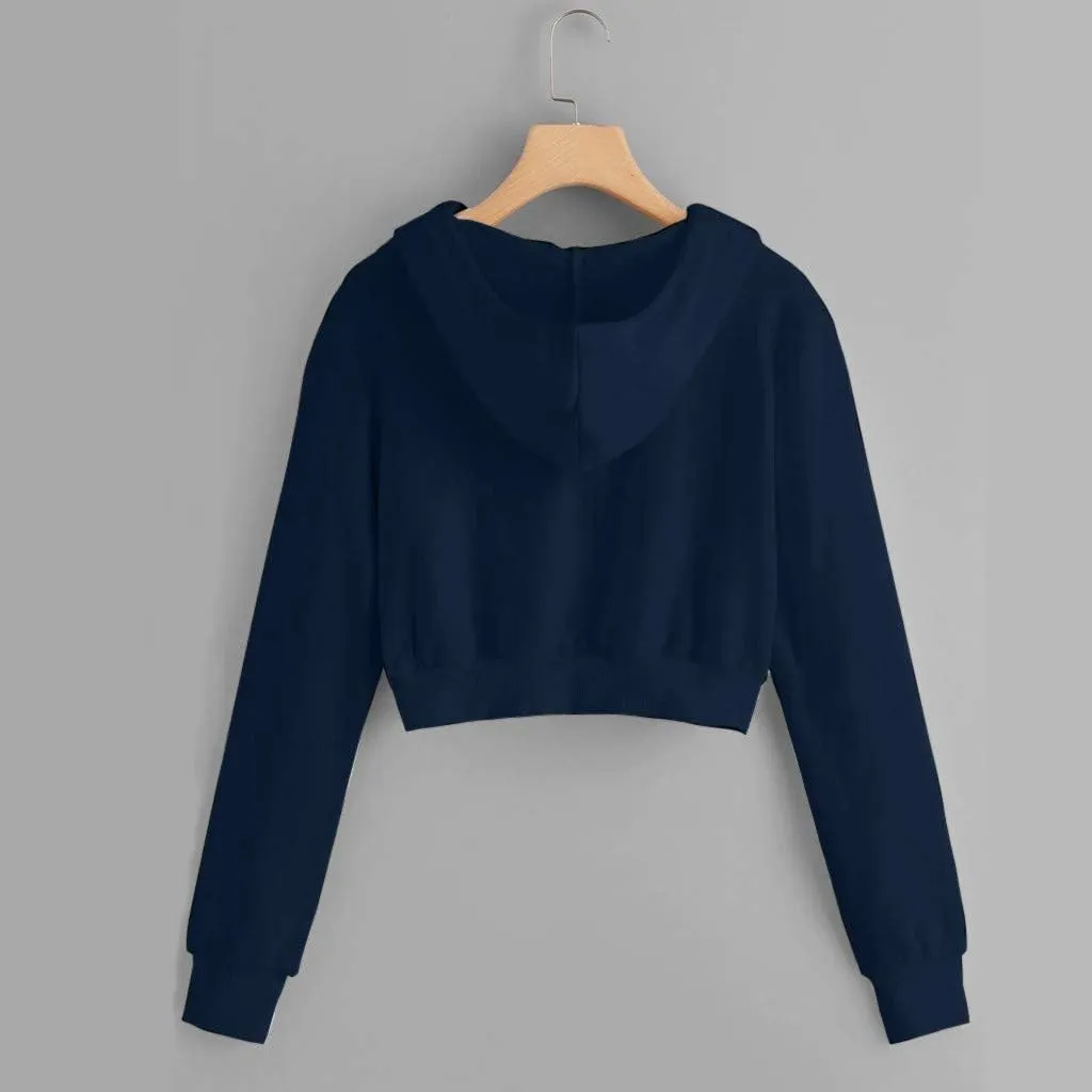 tuduoms Women Casual Cropped Zip Up Hoodie Cute Crop Top Y2K Teen Girls Trendy Lightweight Crop Jacket Long Sleeve Sweatshirt