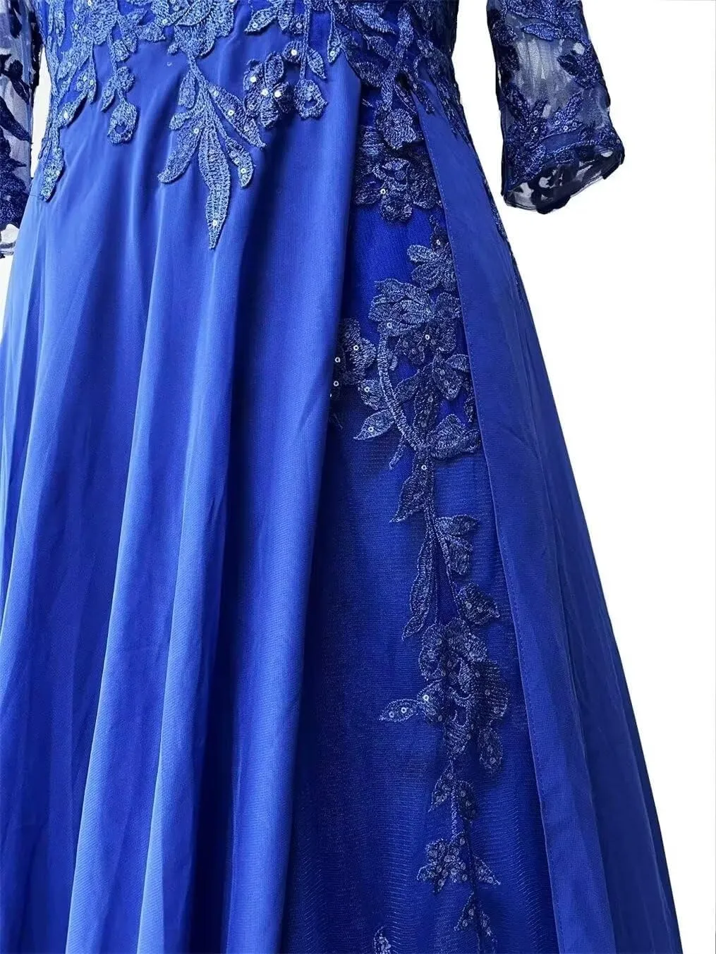 V Neck Mother of The Bride Dress Sequin Laces Mother of The Groom Dress 3/4 Sleeve Nannie's Formal Dress ZD66