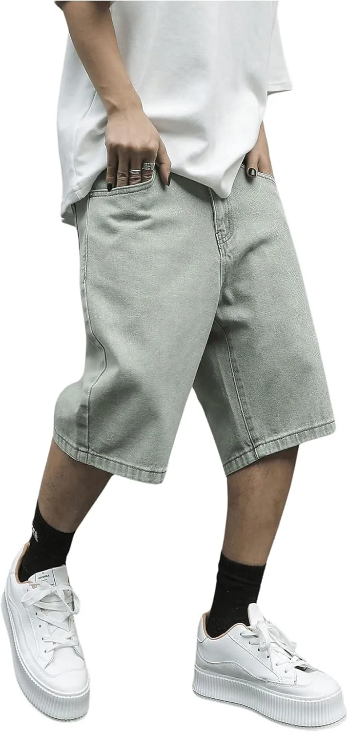 Verdusa Men's Baggy Bermuda Denim Shorts Streetwear Jean Short with Pockets