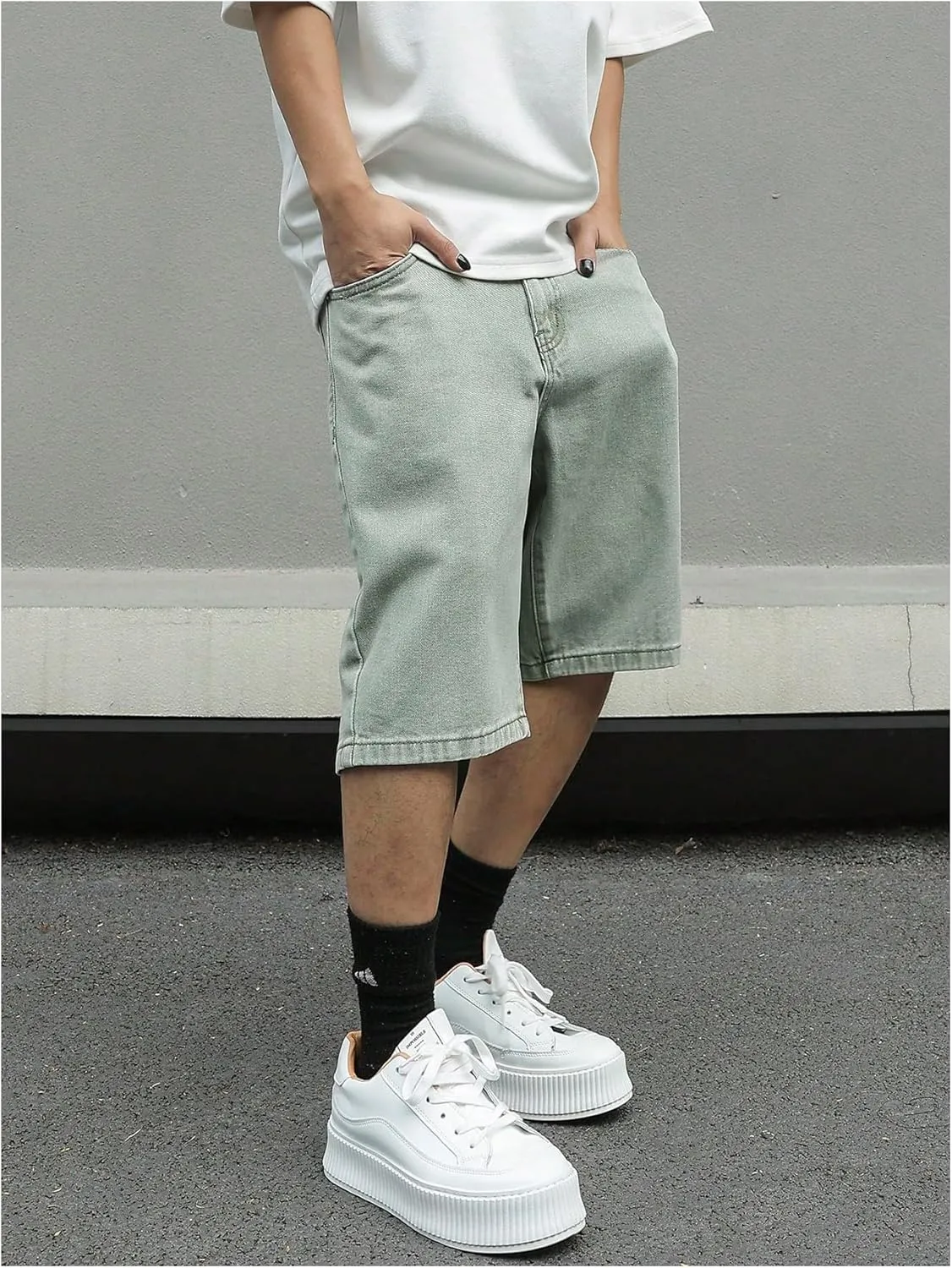 Verdusa Men's Baggy Bermuda Denim Shorts Streetwear Jean Short with Pockets