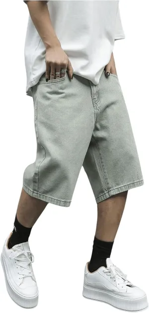 Verdusa Men's Baggy Bermuda Denim Shorts Streetwear Jean Short with Pockets