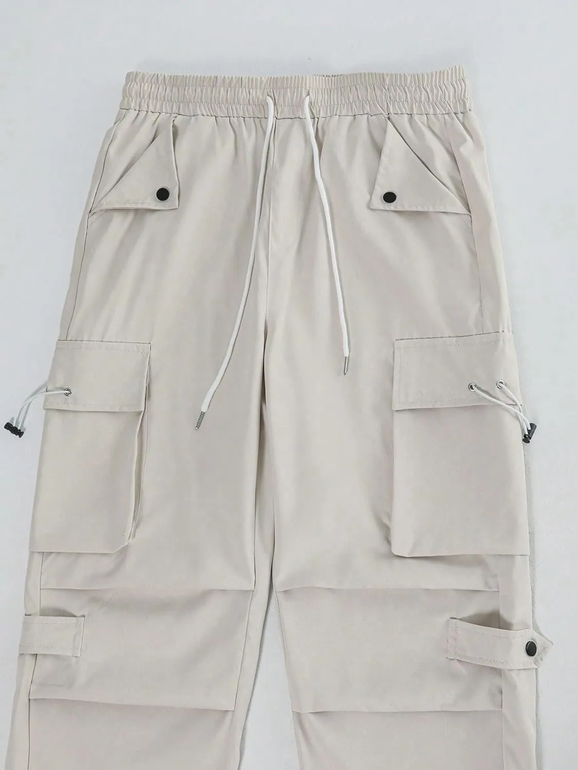 Verdusa Men's Casual Elastic Waist Flap Pockets Loose Cargo Pants Joggers
