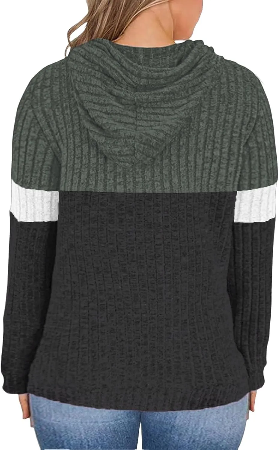 VISLILY Plus-Size-Hoodies for Women Casual Color Block Sweaters Long Sleeve Pullover Sweatshirts Cute Loose Tops with Pocket