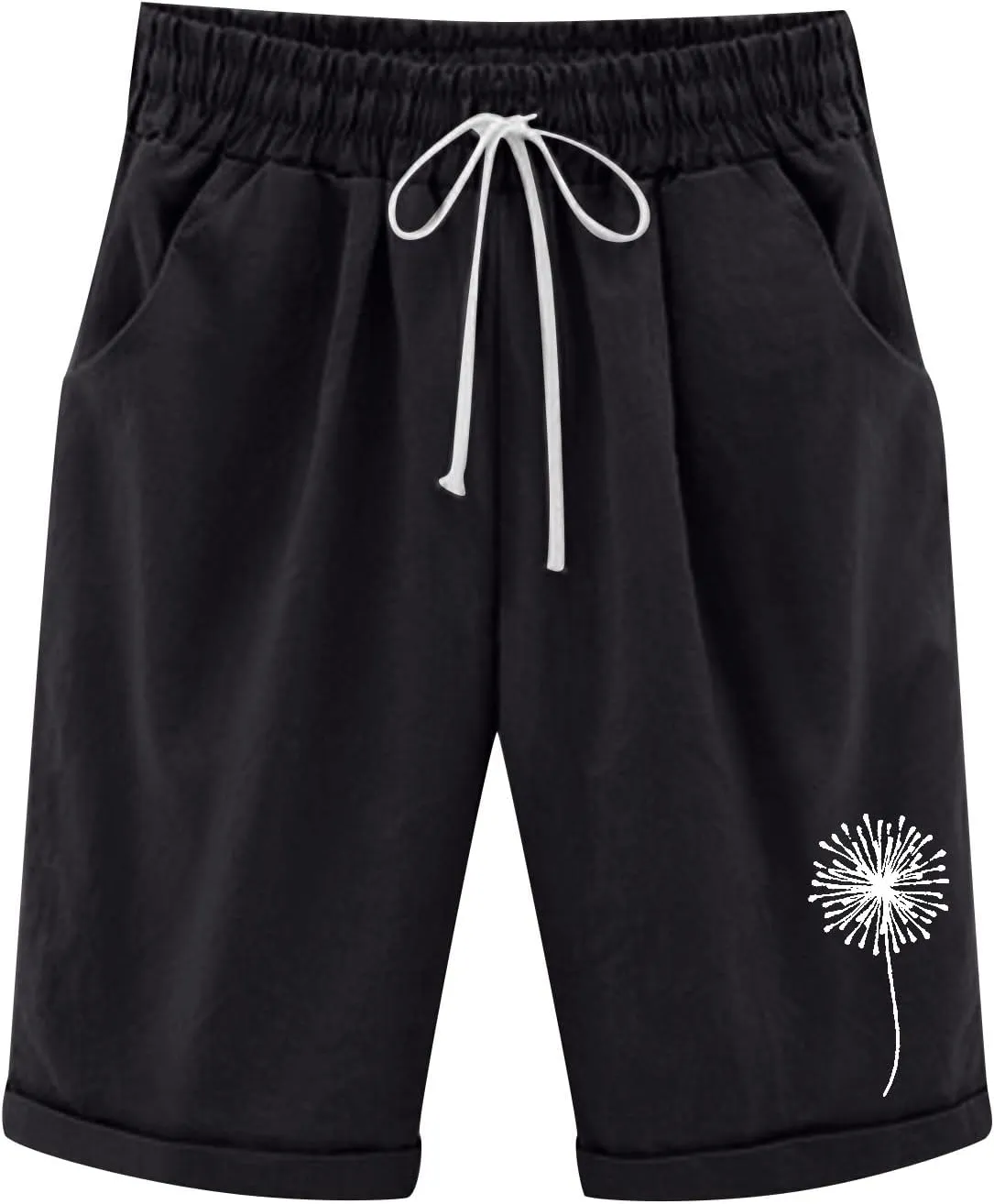 White Shorts for Woman Plus Size High Waisted Shorts Lacing Beach Workout Pocket Five Point Pants White Shorts for