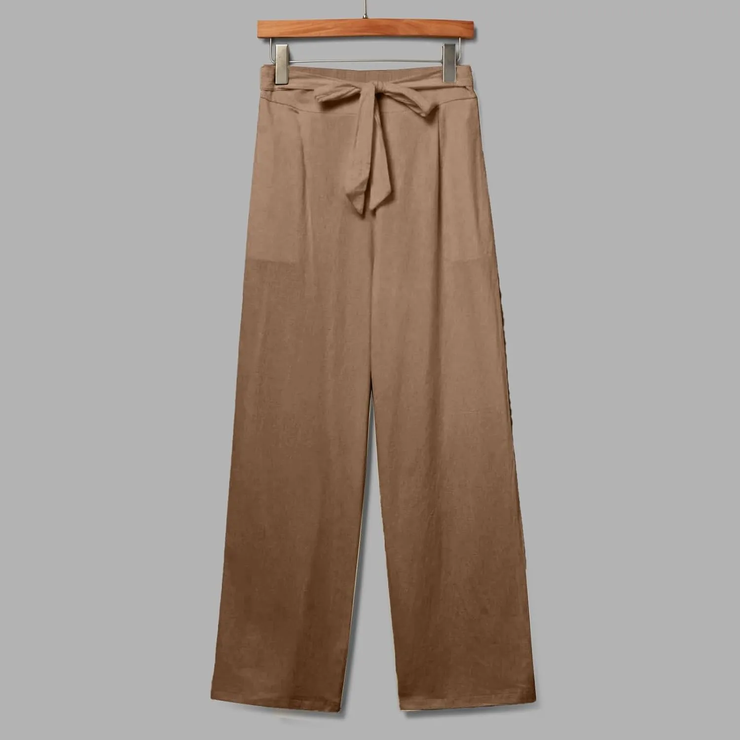 Wide Leg Linen Pants for Women Baggy Lightweight Casual Pants High Waist Drawstring Palazzo Pants Trousers w/Pockets