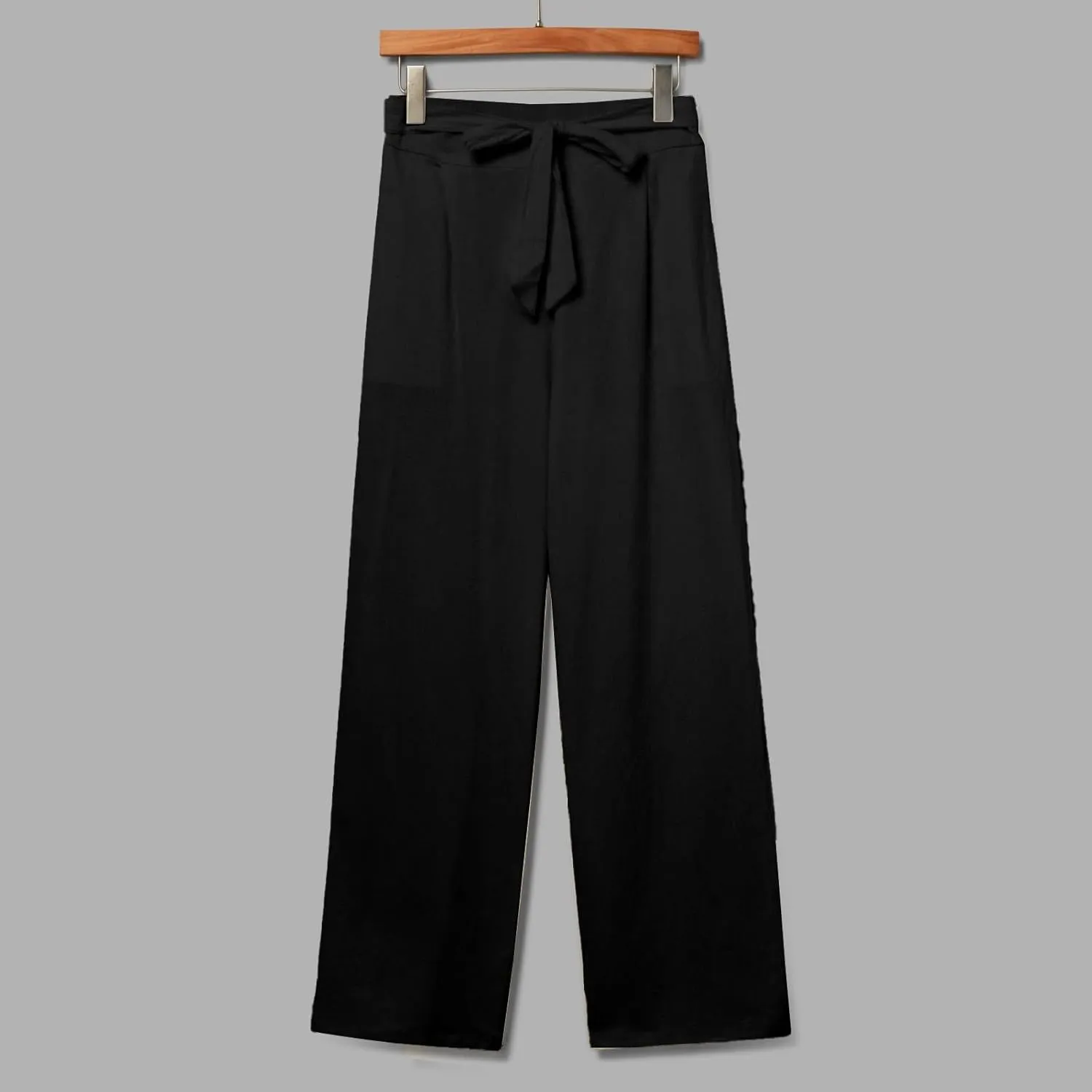Wide Leg Linen Pants for Women Baggy Lightweight Casual Pants High Waist Drawstring Palazzo Pants Trousers w/Pockets