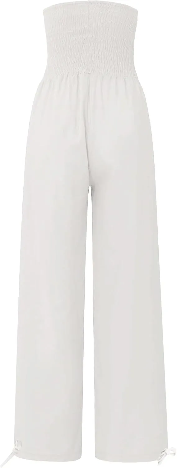 Wide Leg Linen Pants for Women Casual Summer Palazzo Pants Lightweight High Waisted Flowy Beach Pants 2024 Fashion