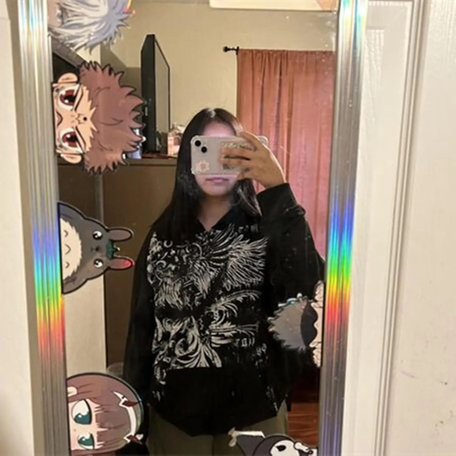 Winioder Women Y2K Zip Up Hoodie Vintage Graphic Oversized Hoodies Grunge Aesthetic Sweatshirt Jacket Skeleton Gothic Hoodie