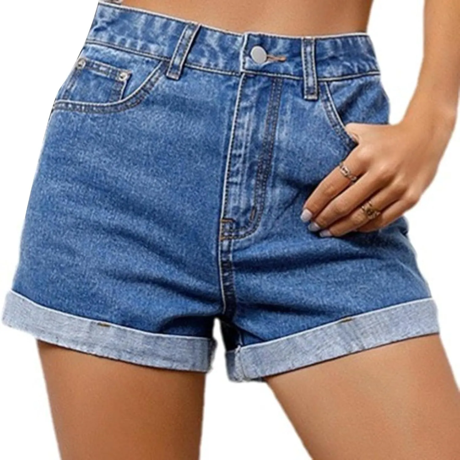 Women 2025 Summer Denim Shorts Trendy High Waisted Ripped Distressed Jean Shorts Stretchy Casual Fashion Jean Shorts